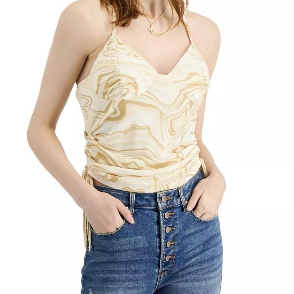 Crave Fame V-Neck Ruched X-Back Cami top